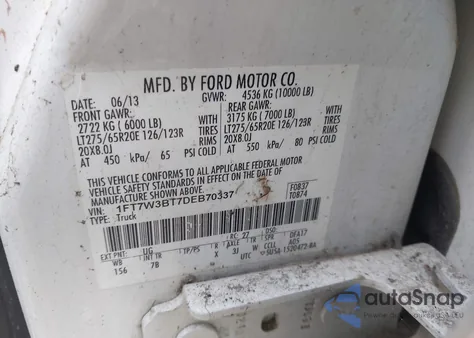 2013 Ford F-350 Lariat from USA, damaged, VIN 1FT7W3BT7DEB70337